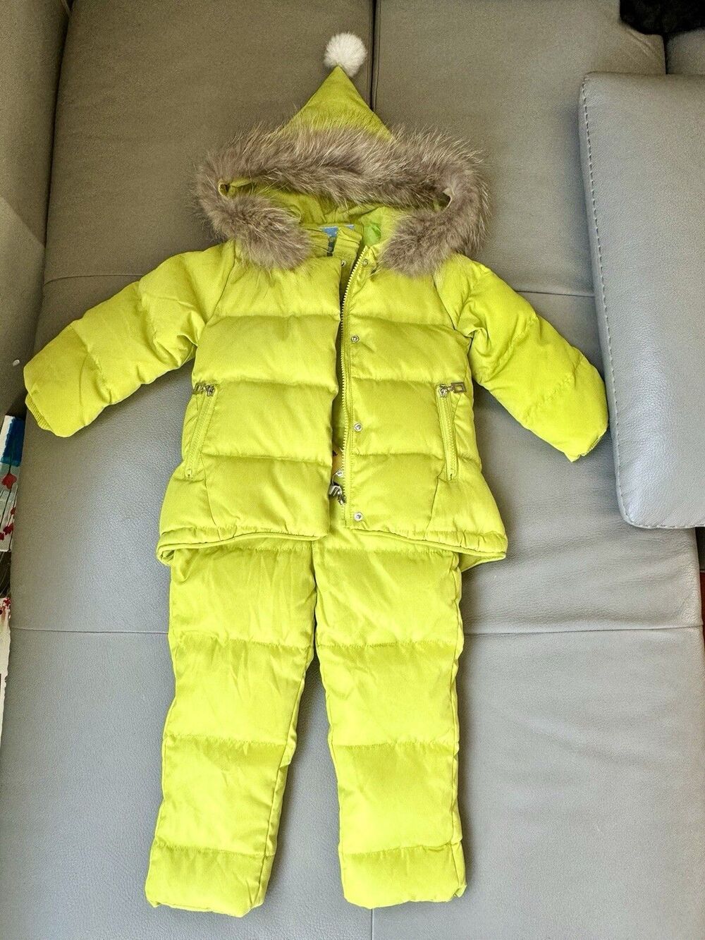 Kabwayu Kids Goose Down Snowsuit Set Jacket Pants Size 3-4 Y Lime Green NWT